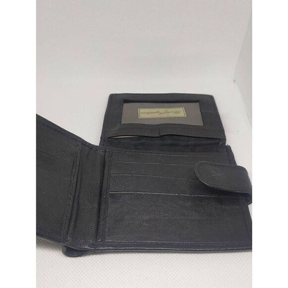 Unisex Handcrafted Genuine Leather Black Bifold W/ Snap Wallet - Picture 5 of 12
